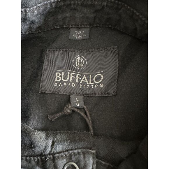 NWT Buffalo David Bitton Western Shirt Mens L Denim Black Gray Snap Button - Picture 6 of 11